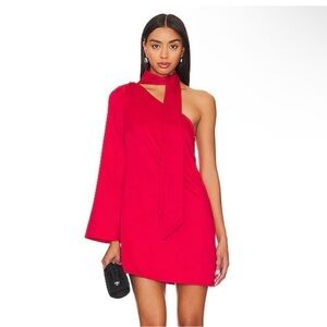 House of Harlow 1960 Red Asymmetrical Mini Dress